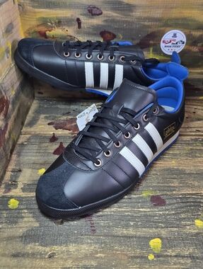 Adidas Samba JP Black Blue White Leather Low Top Sneakers IH8603 Mens Size 10.5
